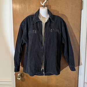 Chazzz Credentials by Charles Ghailian Y2K Black Corduroy Full Zip Shacket